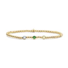 Sparkling Jewels 3 Coloured Beads Green verguld Armband SB-G-3MM-CB03