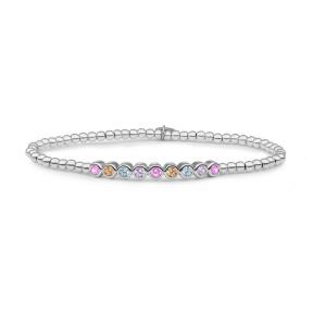 Sparkling Jewels Crystal Tube Multi CZ Armband SB-S-3MM-TB05