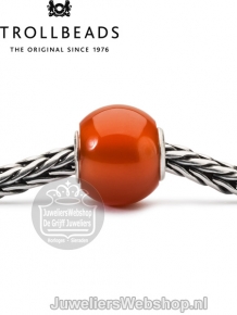 Trollbeads ronde rode onyx kraal TSTBE-00023 oranje