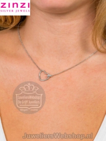 zinzi ketting met open hartje en rondje zic1755