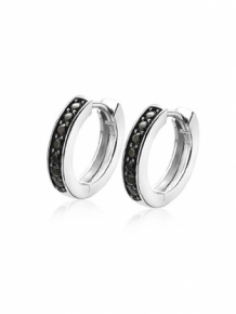 zinzi zilveren creolen met zwarte zirconia steentjes zio191b