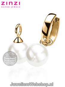 Zinzi Creoolhanger ZICH 266WG Parels Wit verguld