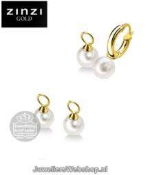 zinzi gold zgch 144 parel creoolhangers goud