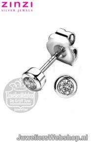 zinzi zilveren oorknop rondje zio1177