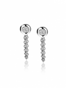 zinzi oorknop zirconia met ketting zio1773 zilver