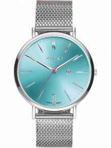 zinzi retro horloge zilver met blauw-groene wijzerplaat ziw411m